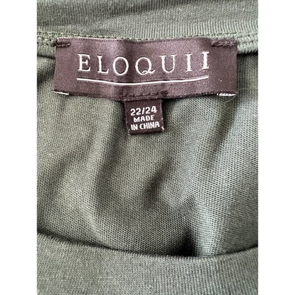 ELOQUII Women’s Green Knit Eyelet Puff Sleeve  Top Plus Size 22/24 Excellent - Picture 4 of 5